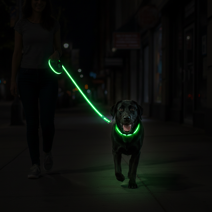 Correa de Alta Visibilidad Nocturna — Seguridad LED para Paseos con tu Mascota