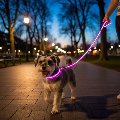 Correa de Alta Visibilidad Nocturna — Seguridad LED para Paseos con tu Mascota